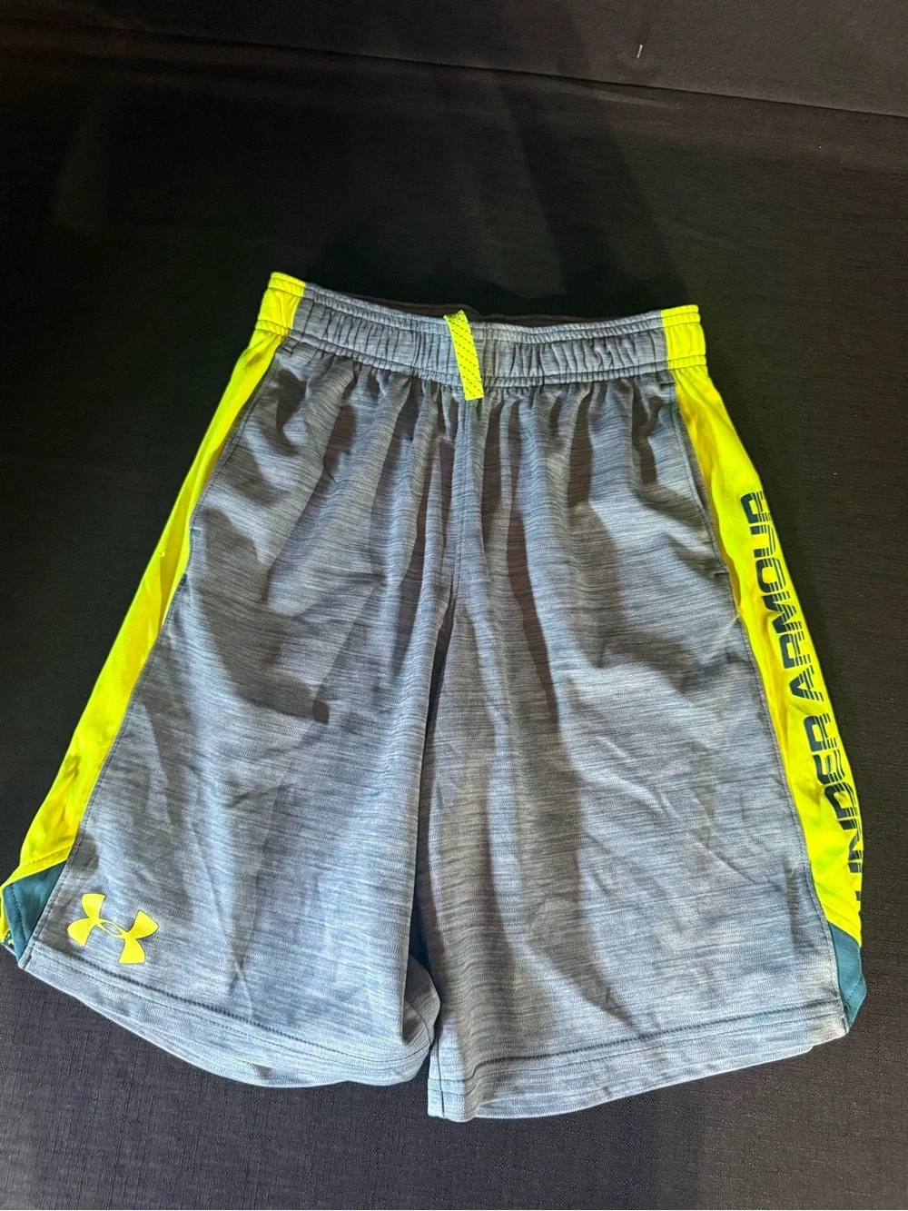Under Armour blue Shorts with Neon Yellow Panels